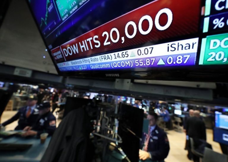 Dow Jones encerra pela primeira vez na sua história acima dos 20 mil pontos
