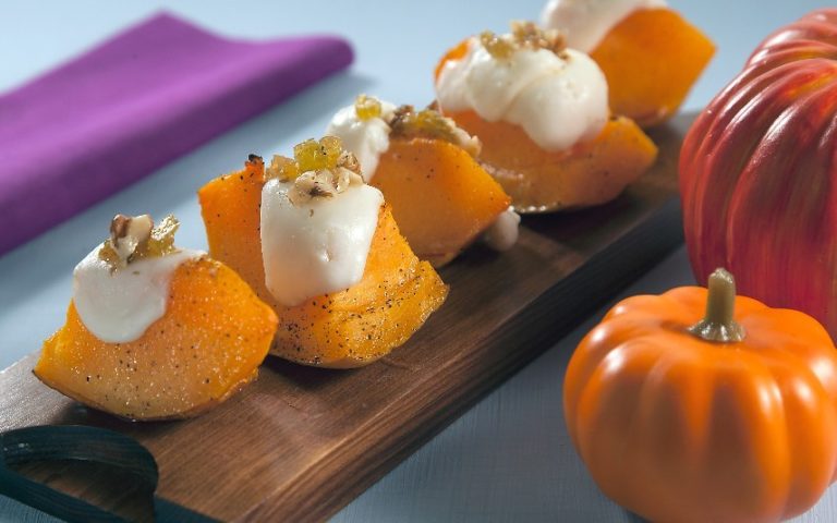Abóbora com queijo e frutos secos Sabores que resultam bem!