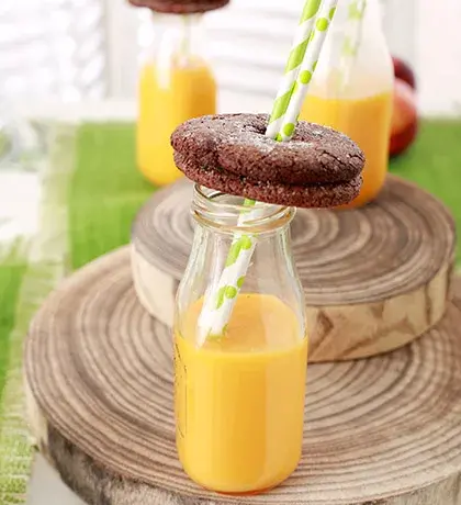 Argolas de cacau e canela & Batido de nectarina