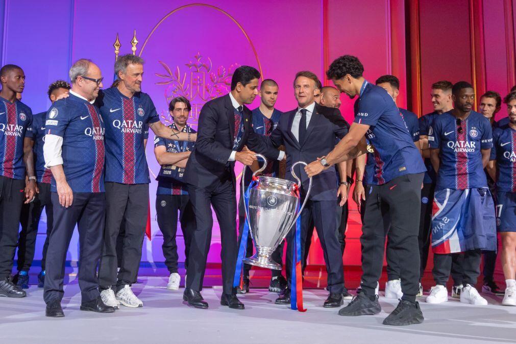 PSG celebra novo título europeu com milhares de adeptos e presidente francês