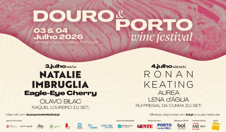 Ronan Keating, Natalie Imbruglia e Eagle-Eye Cherry, são os cabeças de cartaz do Douro & Porto Wine Festival